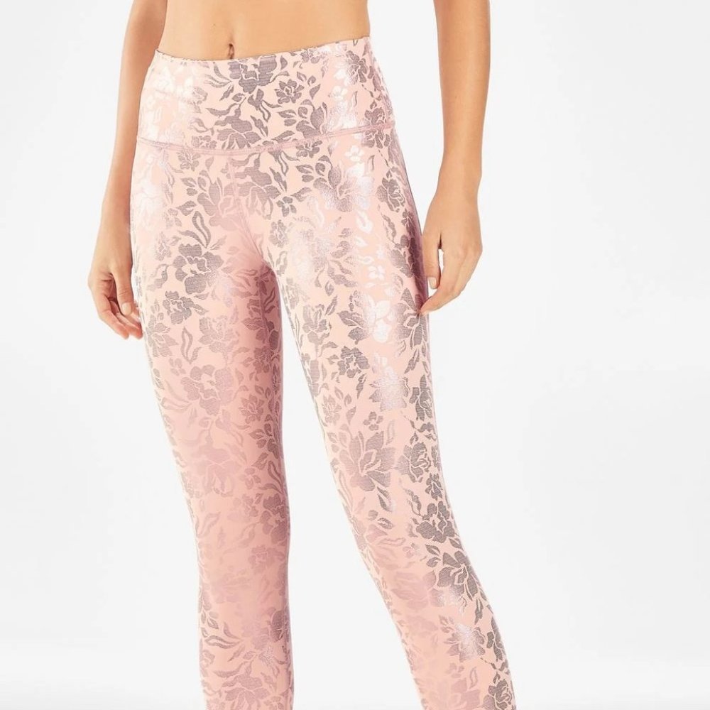 Fabletics Oasis PureLuxe High-Waisted 7/8 Legging - Pink foil floral